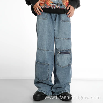 Customized Loose Fit Baggy Cargo Jeans Pants